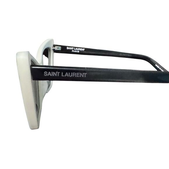 New Auth. Saint Laurent White Frame Cat Eye Sunglasses 51 mm - Picture 2 of 11